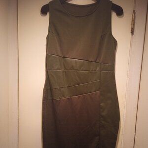 Bodycon midi dress olive green with faux leather M brand New in  bag!